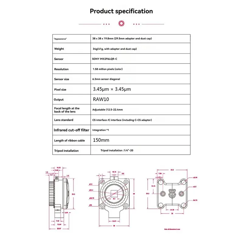 FMT .A86P-For Raspberry Pi Glo - Raspberry Pi Global Shutter Camera Imx296 ulasan dan harga